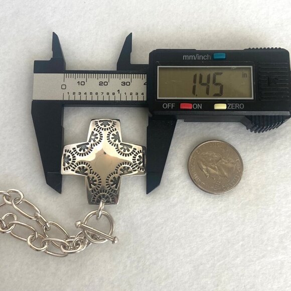 Silpada Sterling Silver 925 Virtuosity Stamped Cross Front Toggle Necklace 17" - Picture 16 of 16